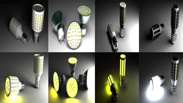 led lights collection 3D Model .c4d .max .obj .3ds .fbx .stl .blend 