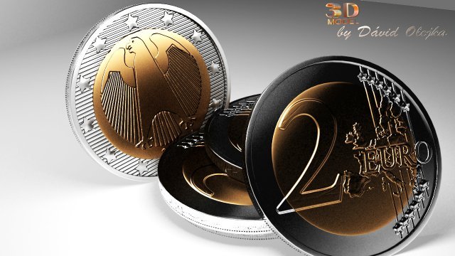 2  euro coin 3D-Modell .c4d .max .obj .3ds .fbx .stl .blend 
