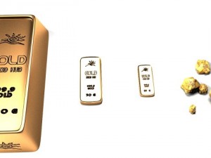 gold bar 1kg 50 g 25 g golden ore 3D Model