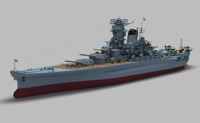 japanese battleship yamato 3D Model .c4d .max .obj .3ds .fbx .stl .blend 