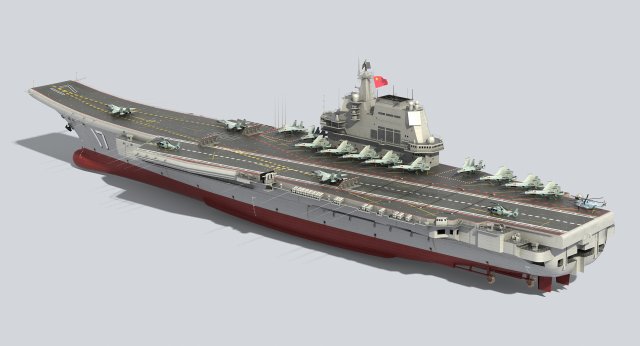 CV-17 Shandong Chinese aircraft carrier 3D Model .c4d .max .obj .3ds .fbx .stl .blend 