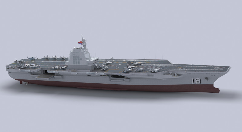 Chinese aircraft carrier CV-18 Fujian 3Dモデル .c4d .max .obj .3ds .fbx .stl .blend 