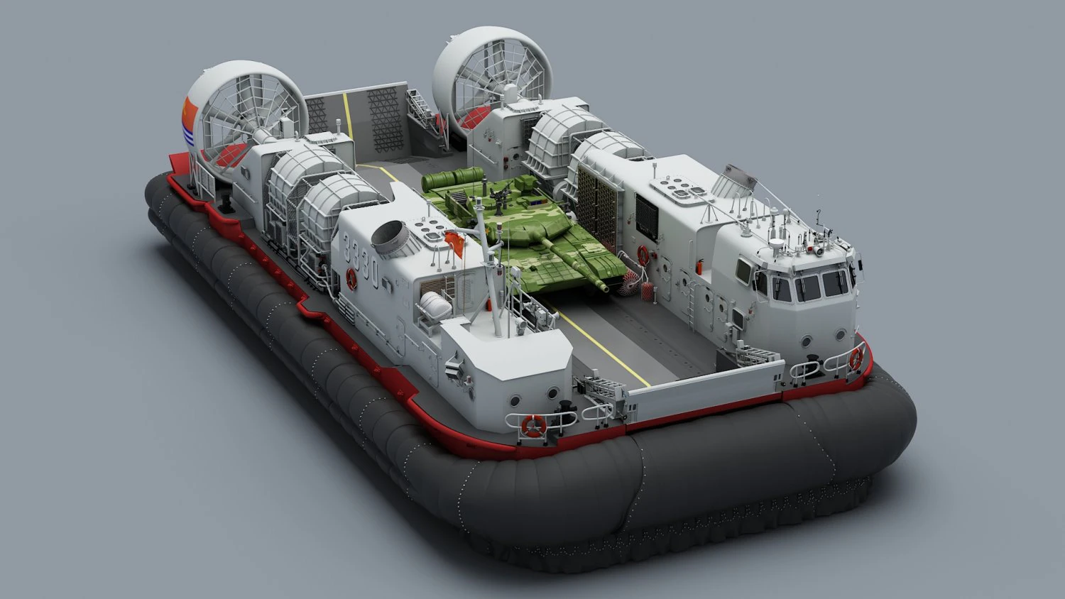 High Detail Chinese Type 726 LCAC 3D Model .c4d .max .obj .3ds .fbx .stl .blend 