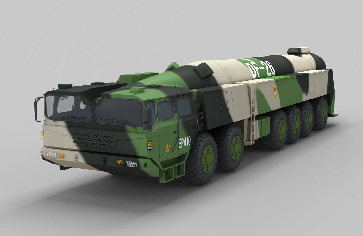 PLA DF-26 Missile 3D Model .c4d .max .obj .3ds .fbx .stl .blend