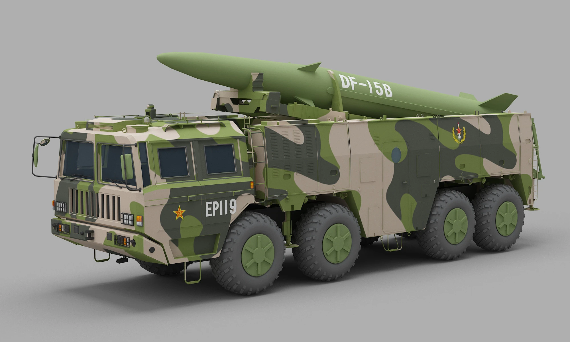 PLA DF-15B Missile 3D Model .c4d .max .obj .3ds .fbx .stl .blend 
