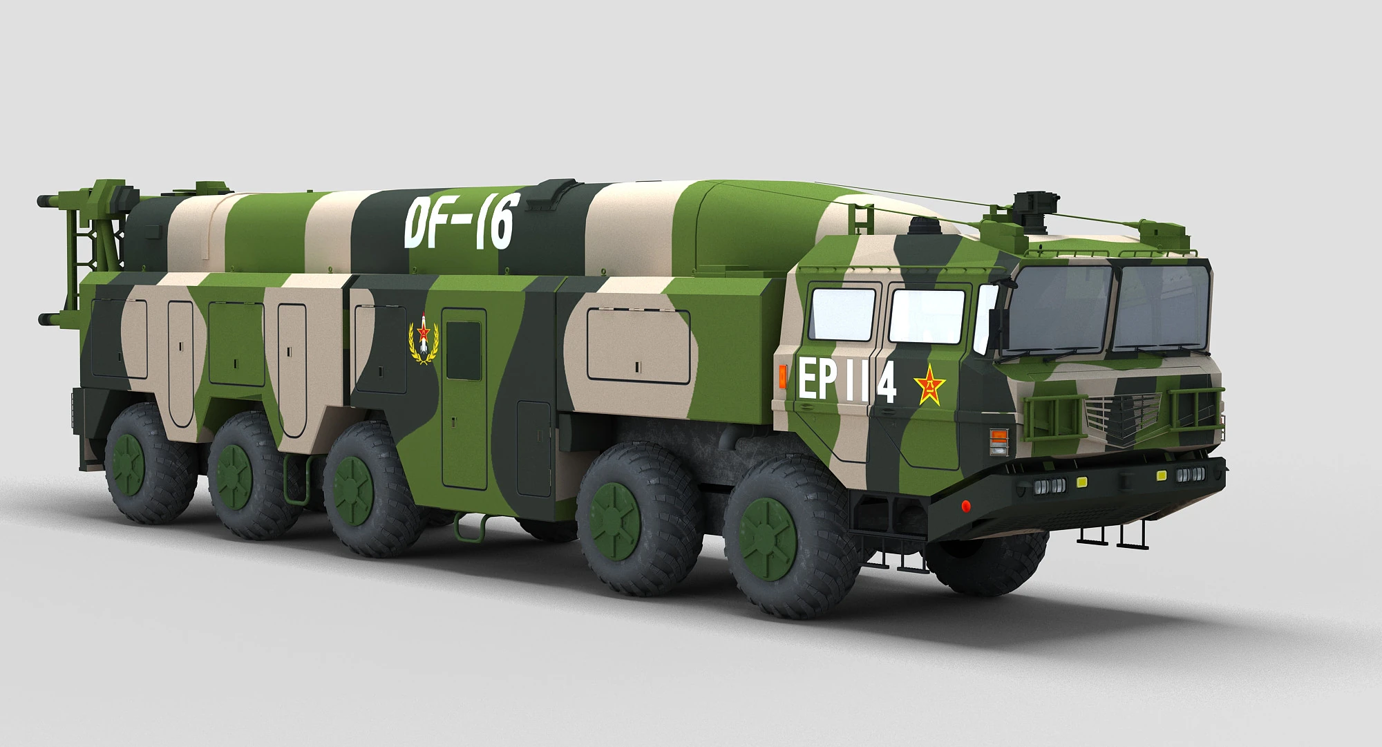 Chinese DF-16 Missile 3D Model .c4d .max .obj .3ds .fbx .stl .blend 