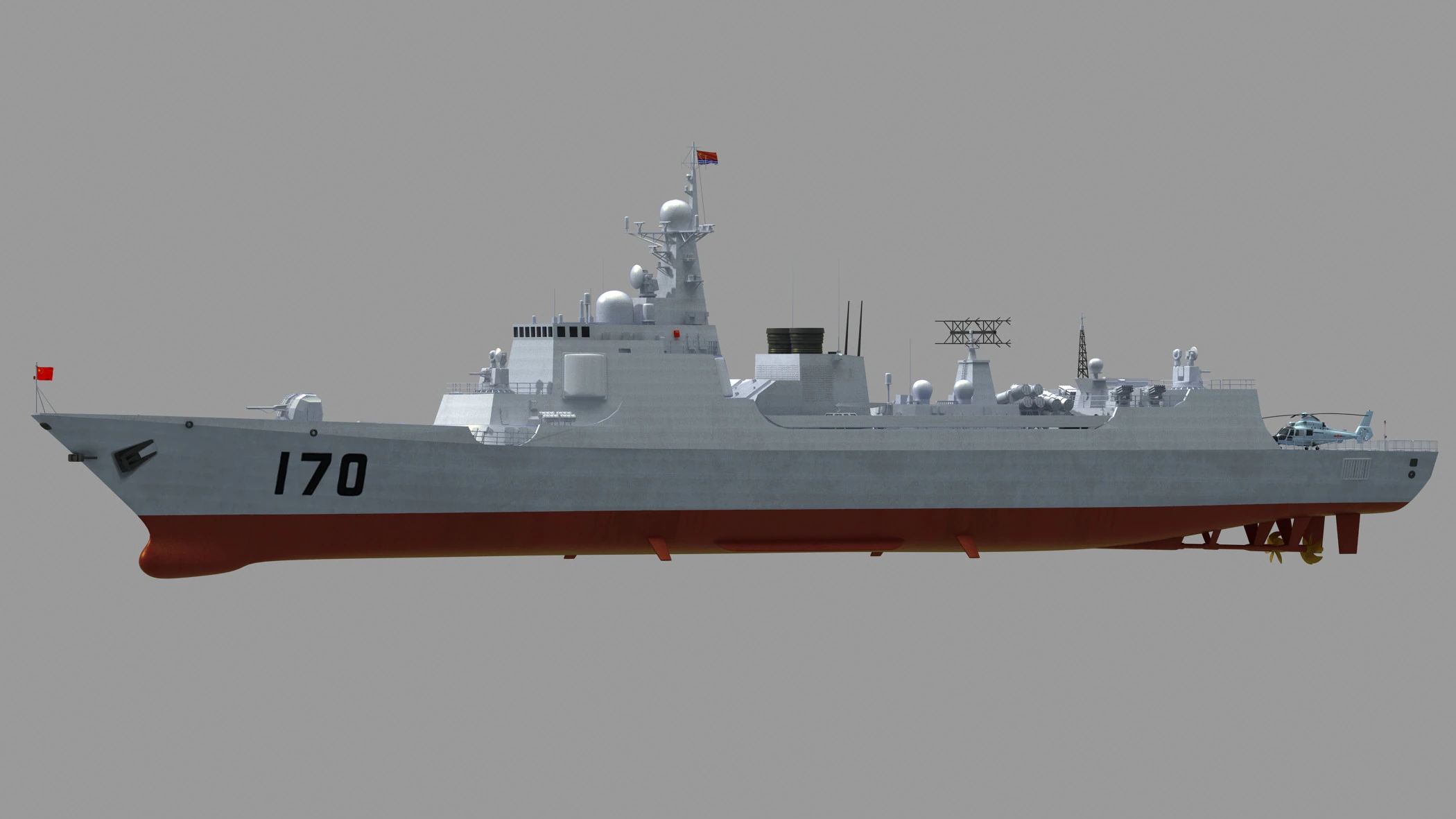 Chinese Navy Type 052C Destroyer 3D Model .c4d .max .obj .3ds .fbx .stl .blend 
