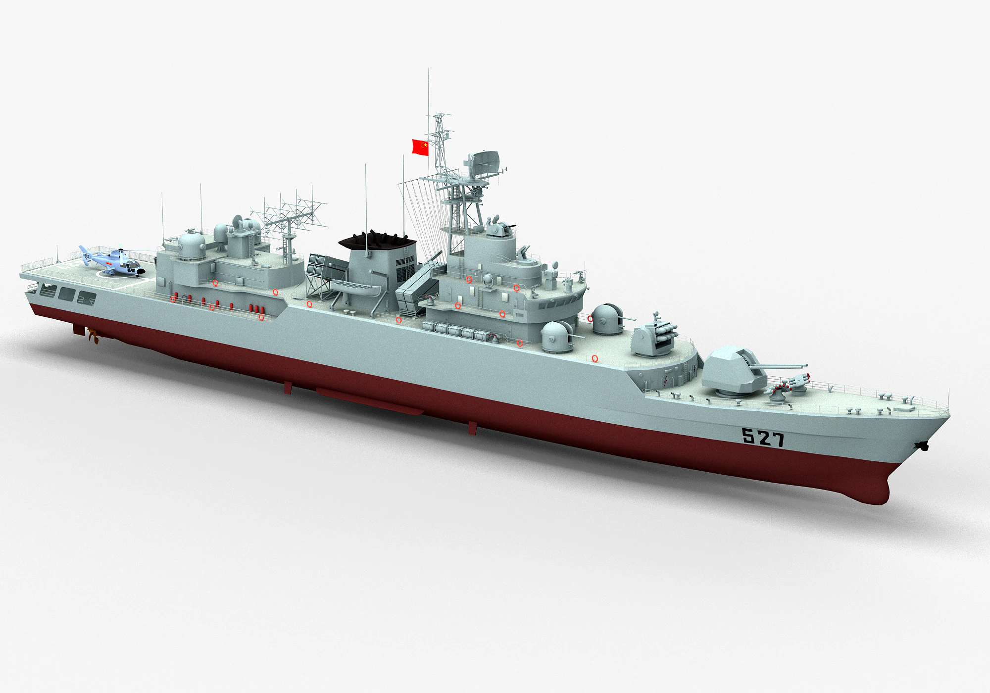 Chinese Navy Type053H3 Jiangwei Frigate 3D Model .c4d .max .obj .3ds .fbx .stl .blend 