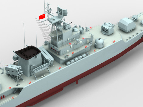 Chinese Navy Type053H3 Jiangwei Frigate Modèle 3D
