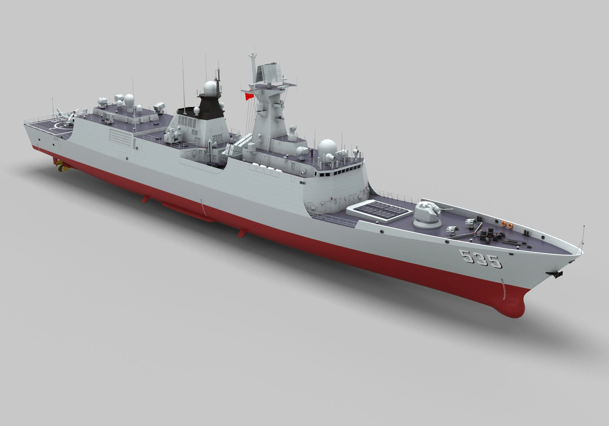 Chinese Navy Type 054A Jiangkai Frigate 3D Model .c4d .max .obj .3ds .fbx .stl .blend 