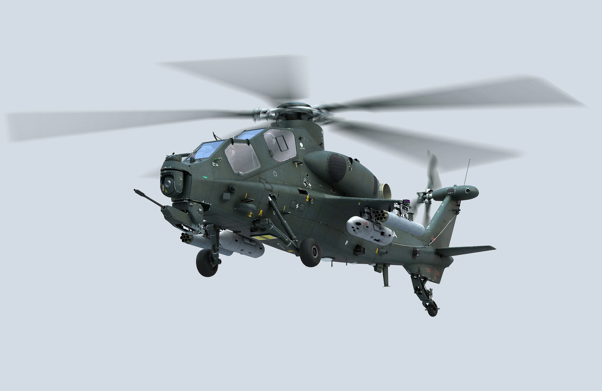 中国武装直升机 - PLA-WZ10 3D 模型 .c4d .max .obj .3ds .fbx .stl .blend 