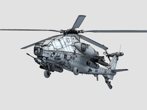 中国武装直升机 - PLA-WZ10 3D 模型