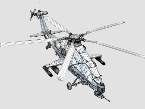 中国武装直升机 - PLA-WZ10 3D 模型