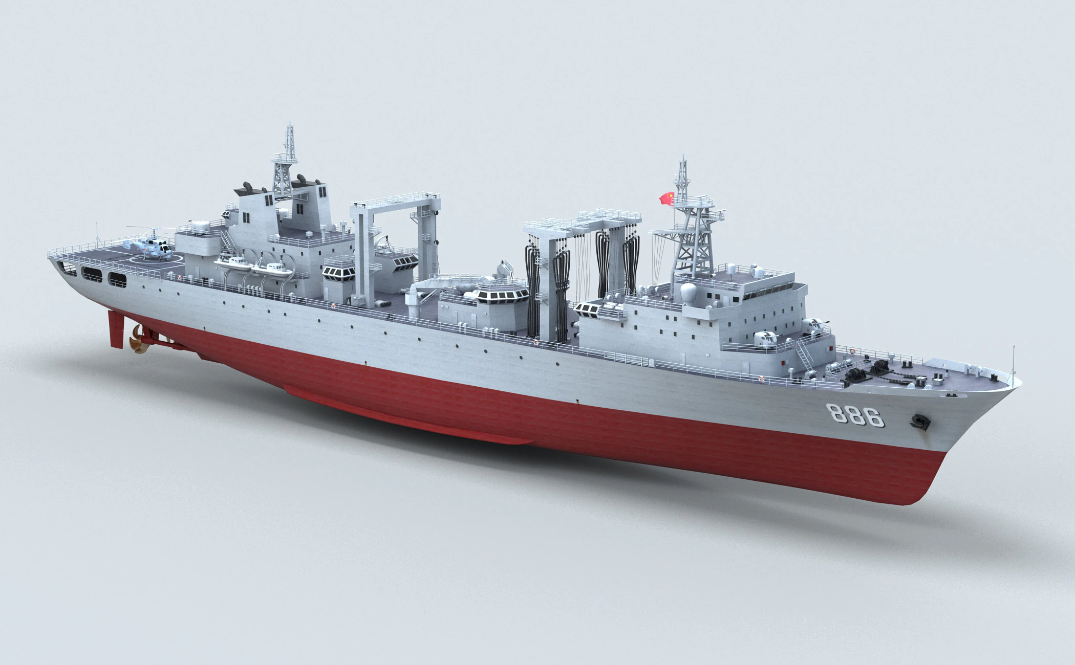 Chinese Navy Type 903 Auxiliary Ship 3D Model .c4d .max .obj .3ds .fbx .stl .blend 