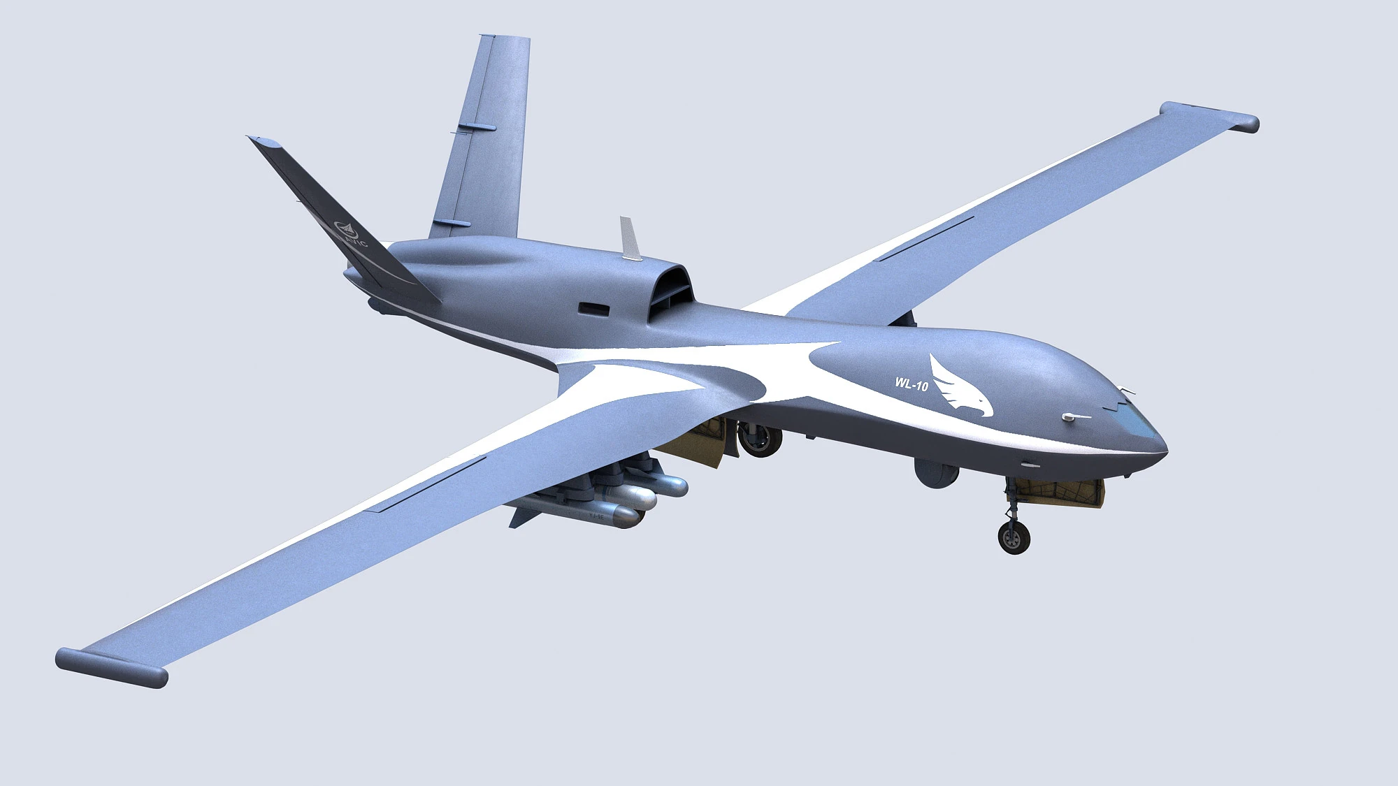 Wing Loong-10 UAV 3D Model .c4d .max .obj .3ds .fbx .stl .blend