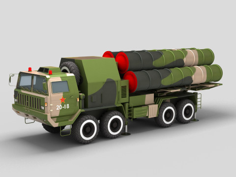 China HQ-9 Anti-aircraft Missiles System 3D Model