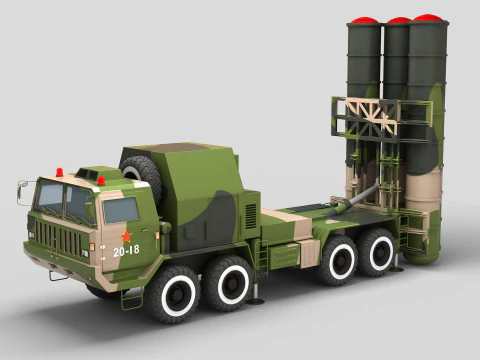 China HQ-9 Anti-aircraft Missiles System 3D Model