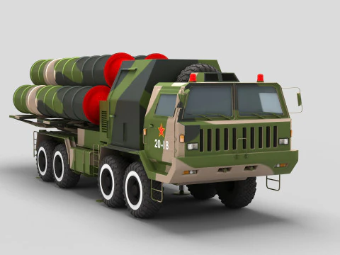 China HQ-9 Anti-aircraft Missiles System 3D Model