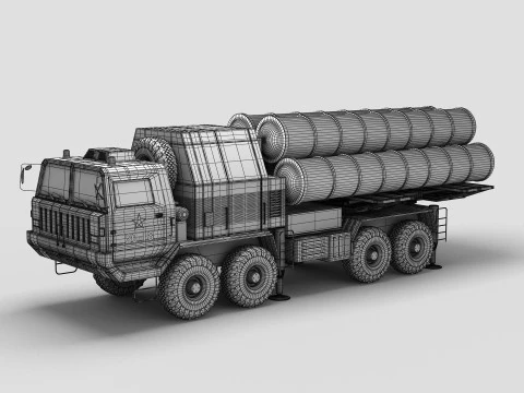 China HQ-9 Anti-aircraft Missiles System 3D Model