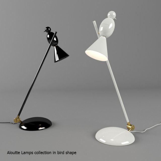 aloutte lamps collection in bird shape 3D Model .c4d .max .obj .3ds .fbx .stl .blend 