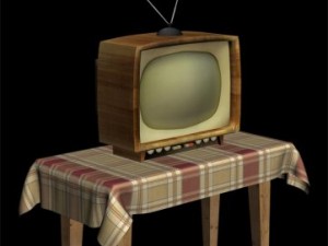 table with old tv 3D Модель