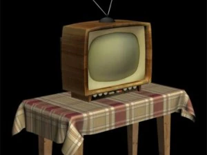 Tisch mit altem Fernseher 3D Modell