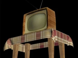 table with old tv 3D Model