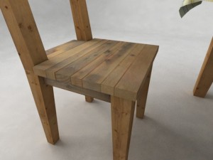 wooden table and chair 3D Model