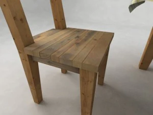 wooden table and chair 3D Model