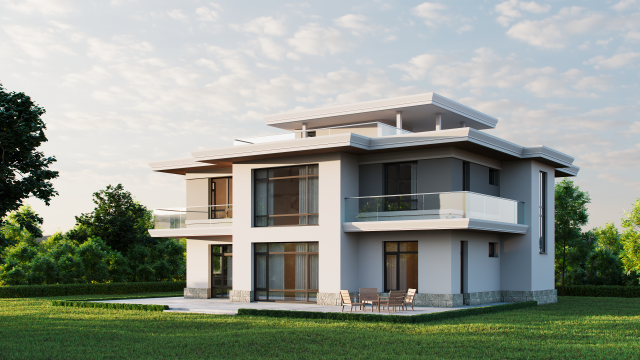 House Exterior Scene 3D Модель .c4d .max .obj .3ds .fbx .stl .blend 