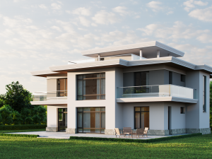 House Exterior Scene 3D Model