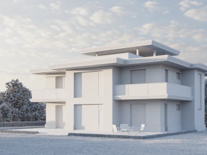 House Exterior Scene 3D Model
