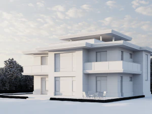 House Exterior Scene 3D Model