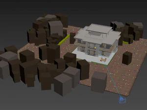 House Exterior Scene 3D Model