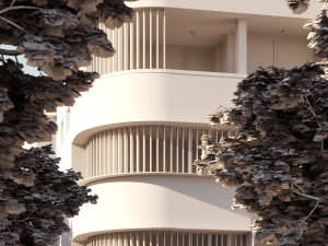 Residential Building Exterior Scene 3D Model