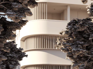 Residential Building Exterior Scene 3D Model