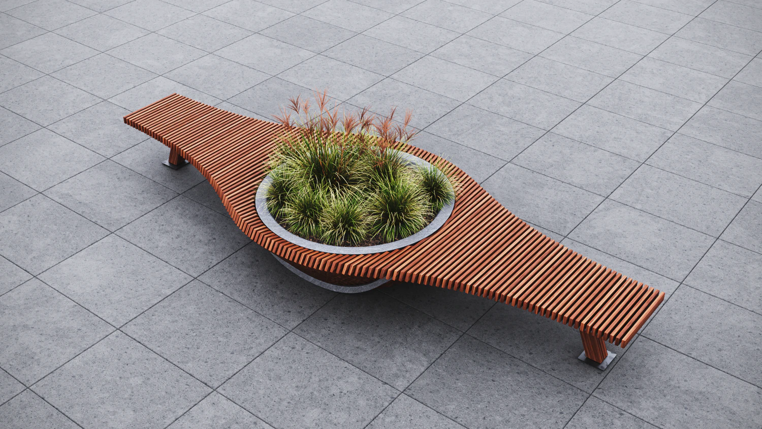 Modern Outdoor Bench 3D Model .c4d .max .obj .3ds .fbx .stl .blend 