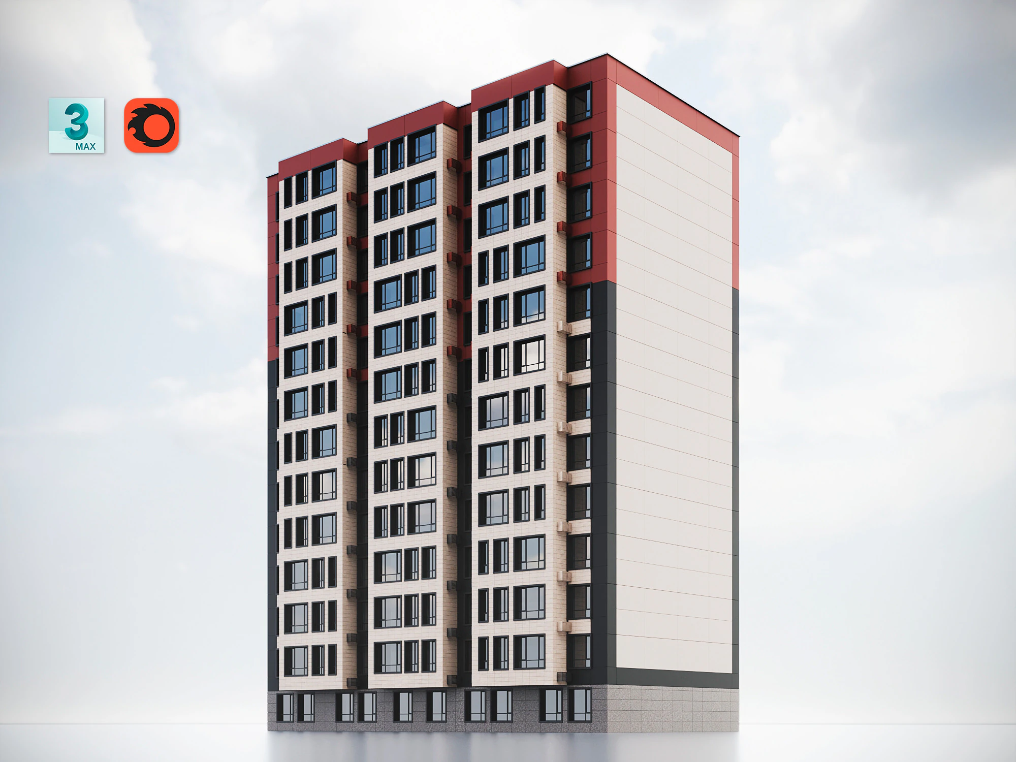 Modern Residential Building 018 3D Model .c4d .max .obj .3ds .fbx .stl .blend 