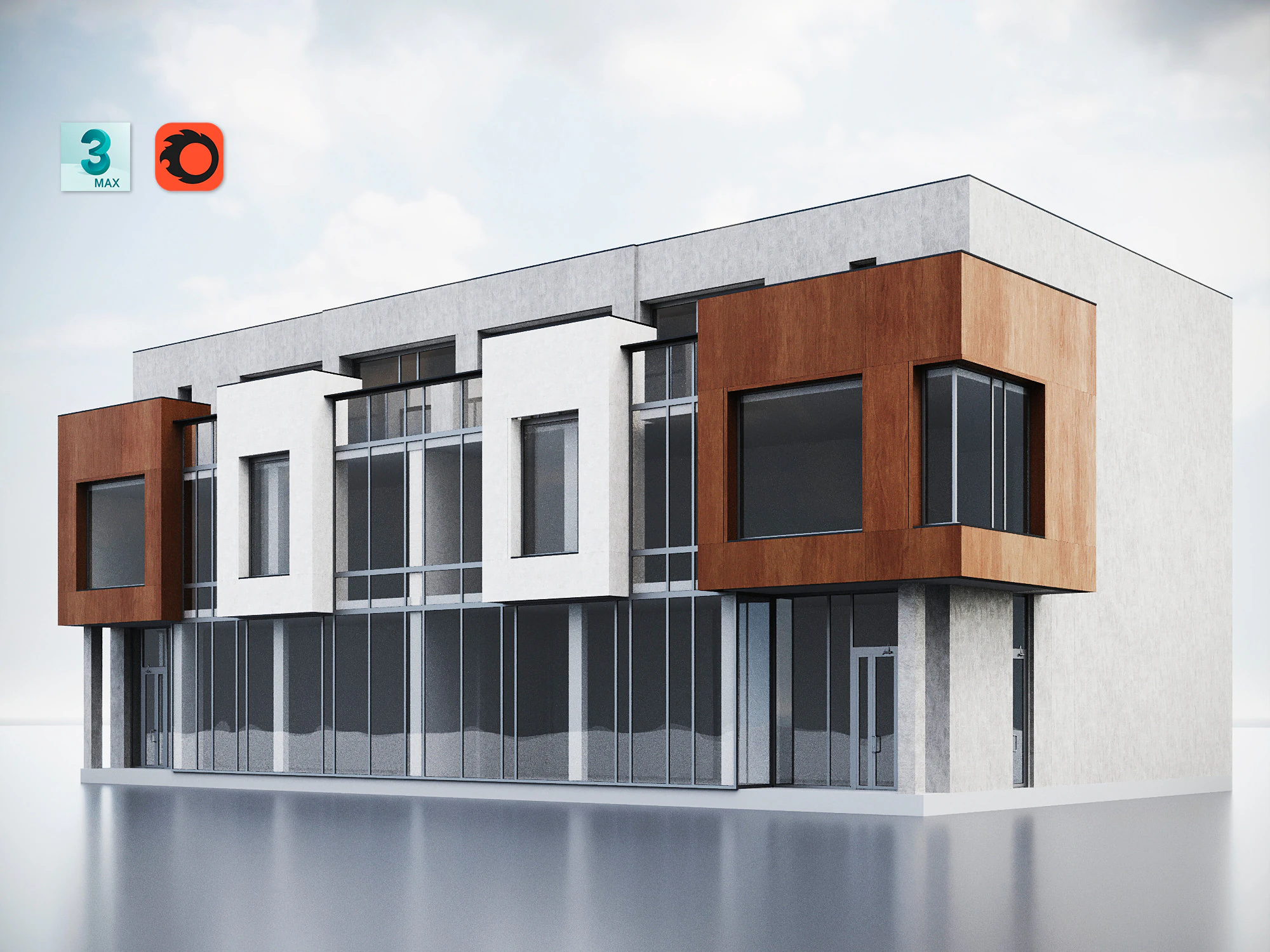 Modern Residential Building 016 3D Model .c4d .max .obj .3ds .fbx .stl .blend