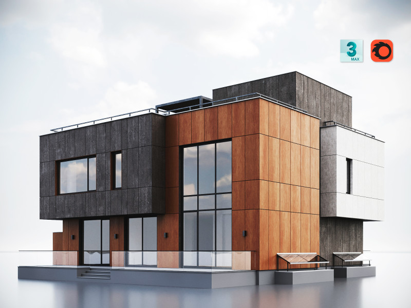 Modern Residential Building 015 3D Model .c4d .max .obj .3ds .fbx .stl .blend 