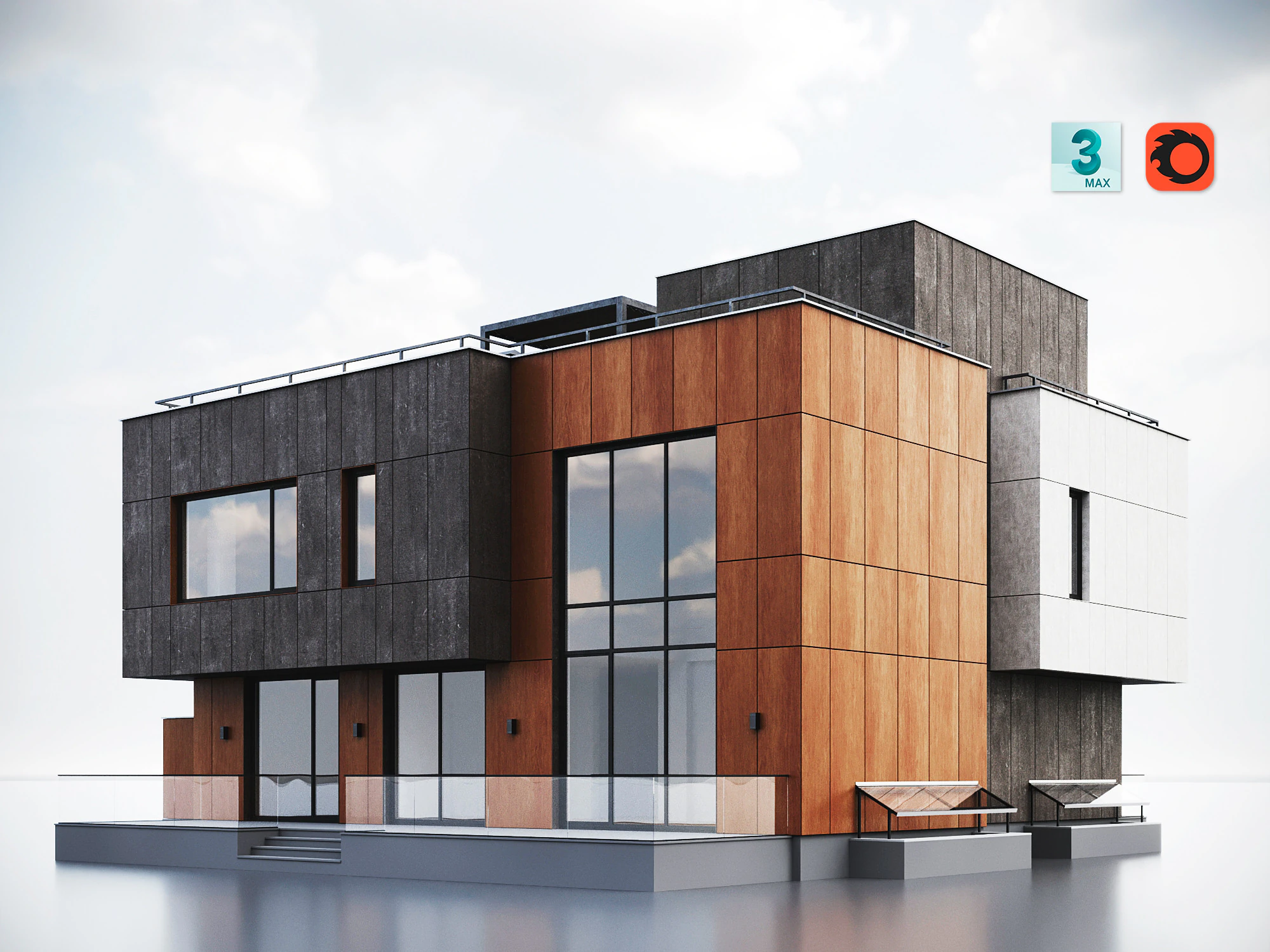 Modern Residential Building 015 3D Model .c4d .max .obj .3ds .fbx .stl .blend