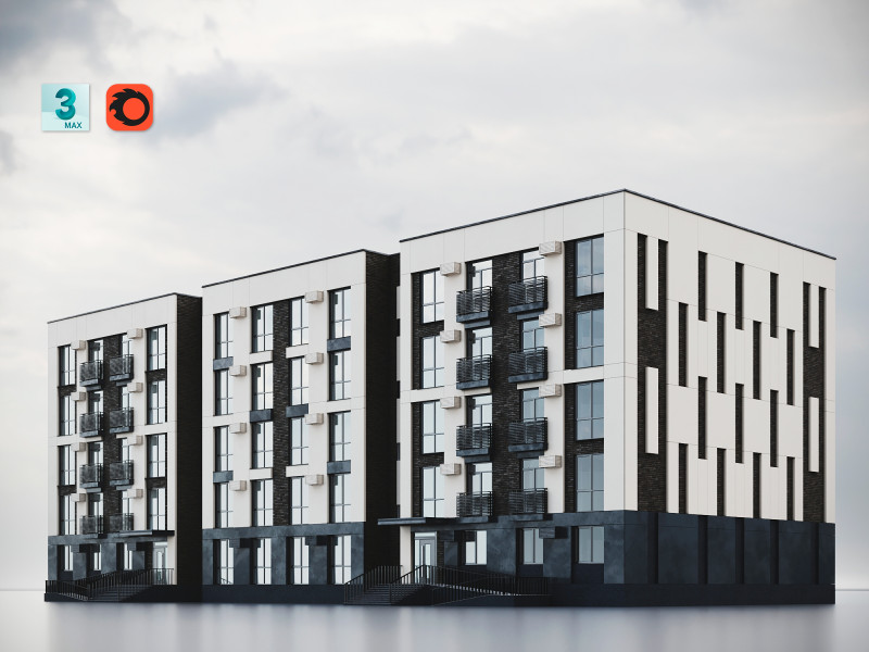 Modern Residential Building 013 3Dモデル .c4d .max .obj .3ds .fbx .stl .blend 