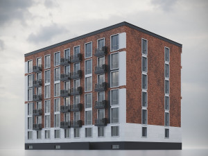 Brick Residential Building 012 3D Модель