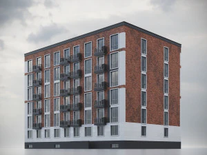 Brick Residential Building 012 3D Model