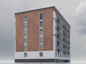 Brick Residential Building 012 3D Модель