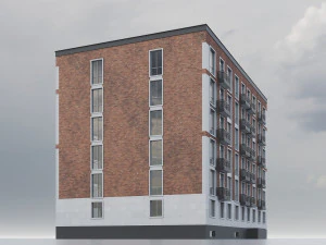 Brick Residential Building 012 3D Model