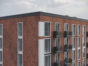 Brick Residential Building 012 3D Model
