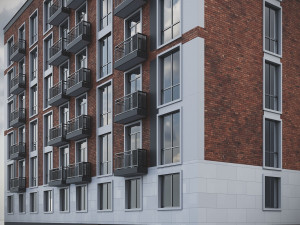 Brick Residential Building 012 3D Модель