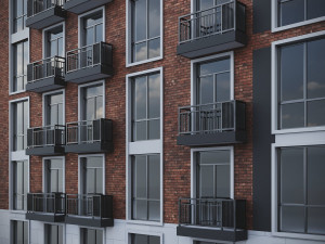 Brick Residential Building 012 3D Модель