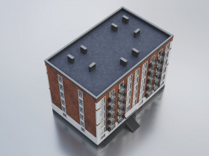Brick Residential Building 012 3D Модель